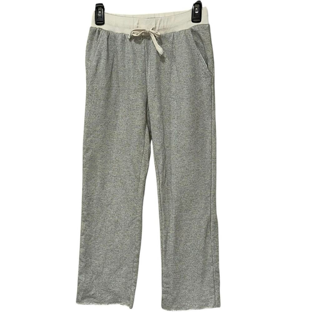 O'Neill Lounge Pants Womens Small Gray Cream Striped Drawstring Wide Leg Casual
